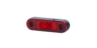 Rear marker light, with a slim and a thick rubber pad (red).